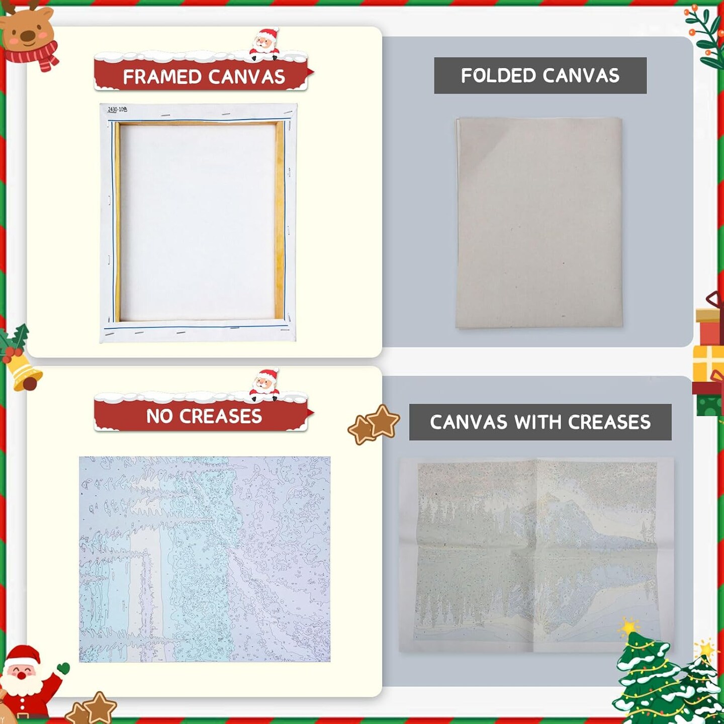 Christmas Paint by Numbers Kit – 4 Pack Framed Acrylic Painting Kits for Adults