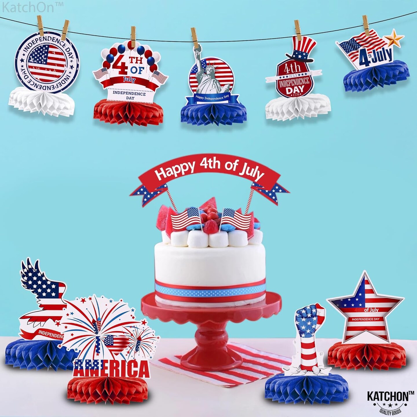 4th of July Centerpieces for Tables - Pack of 9 | 4th of July Table Decorations | Patriotic Centerpieces for 4th of July Decorations | Independence Day Decorations, Fourth of July Decorations