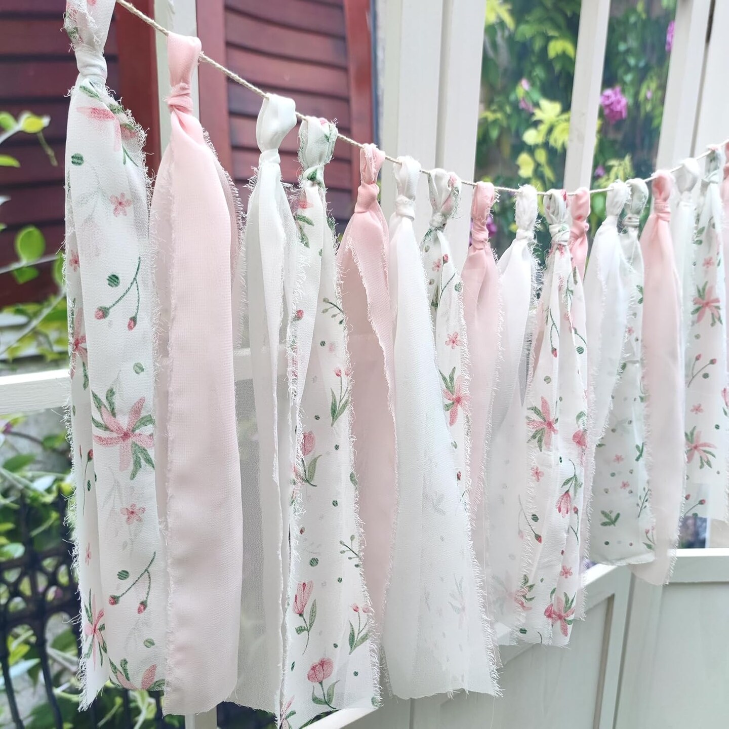Blush Floral Tassel Garland – 50" x 14" Pink Hanging Décor for Girls & Women, Tea Party, Bedroom, Nursery, Birthday, Wedding & Baby Shower Backdrop