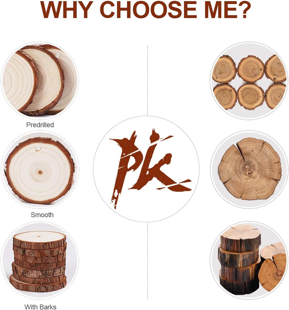 Natural Wood Slices - 30 Pcs 2.4-2.8 inches