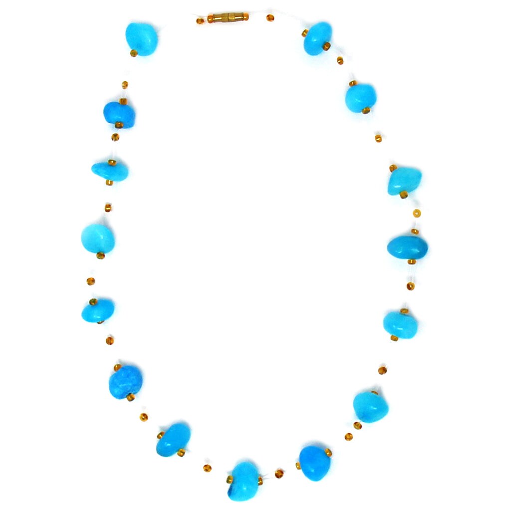 18"-20" Lightweight Floating Stone Necklace with Bead Accents and Barrel Clasp Adjustable Length