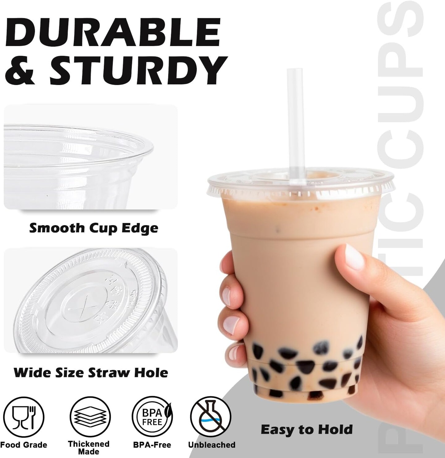100 Pack 16 oz Disposable Plastic Cups with Lids and Straws, Clear Party Coffee Cups for Cold Beverages, Smoothies, Iced Coffee, and Leak-Proof, BPA-Free