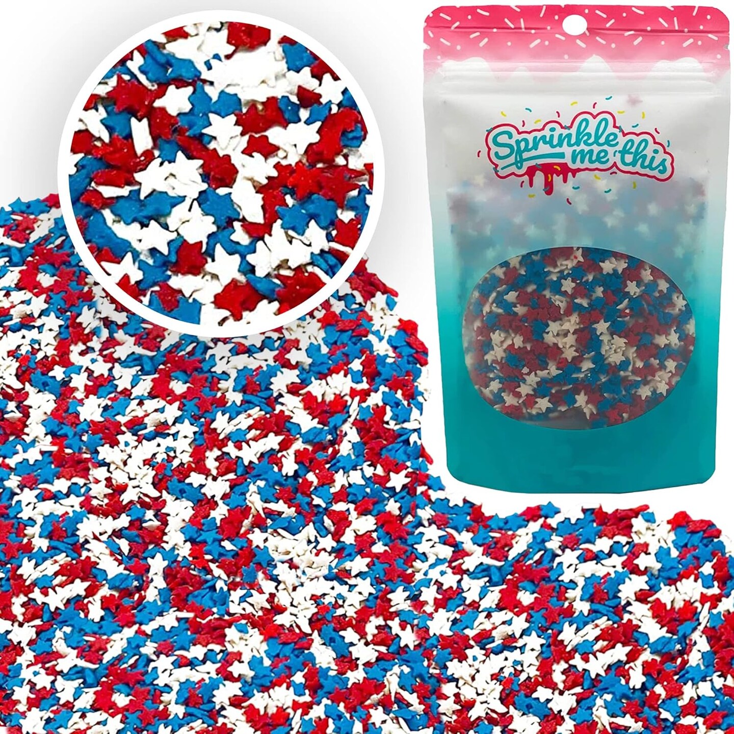 Patriotic Red, White & Blue Star Sprinkles – 8 Oz for Cupcakes, Cakes & Ice Cream (4th of July)