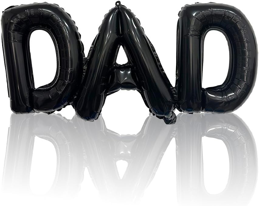 3-Pc Black DAD Foil Balloons – Father’s Day Party Decoration Set