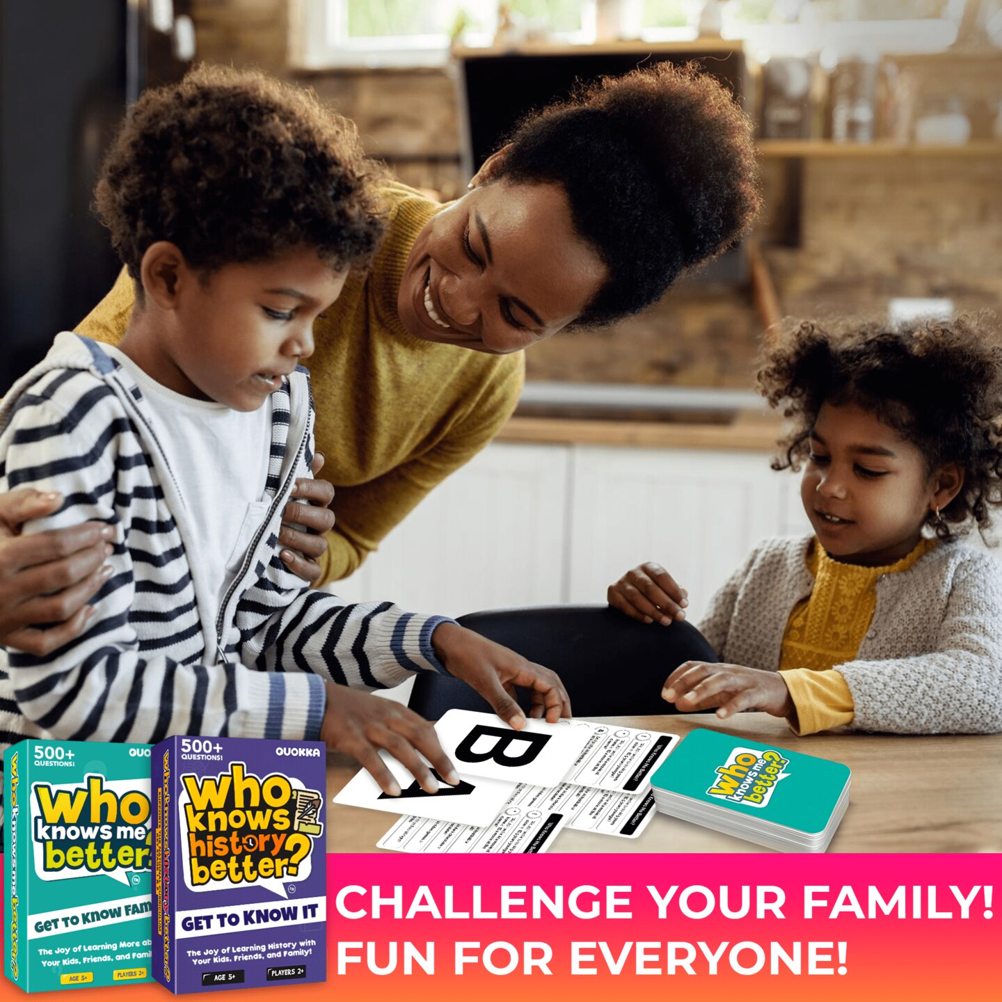 QUOKKA Set 4 in 1 Who Knows Better? - History & Geography & Science & ME Trivia Card Game - Fun & Educational Quiz Questions for Children & Families - Suitable for Boys & Girls Ages 5+