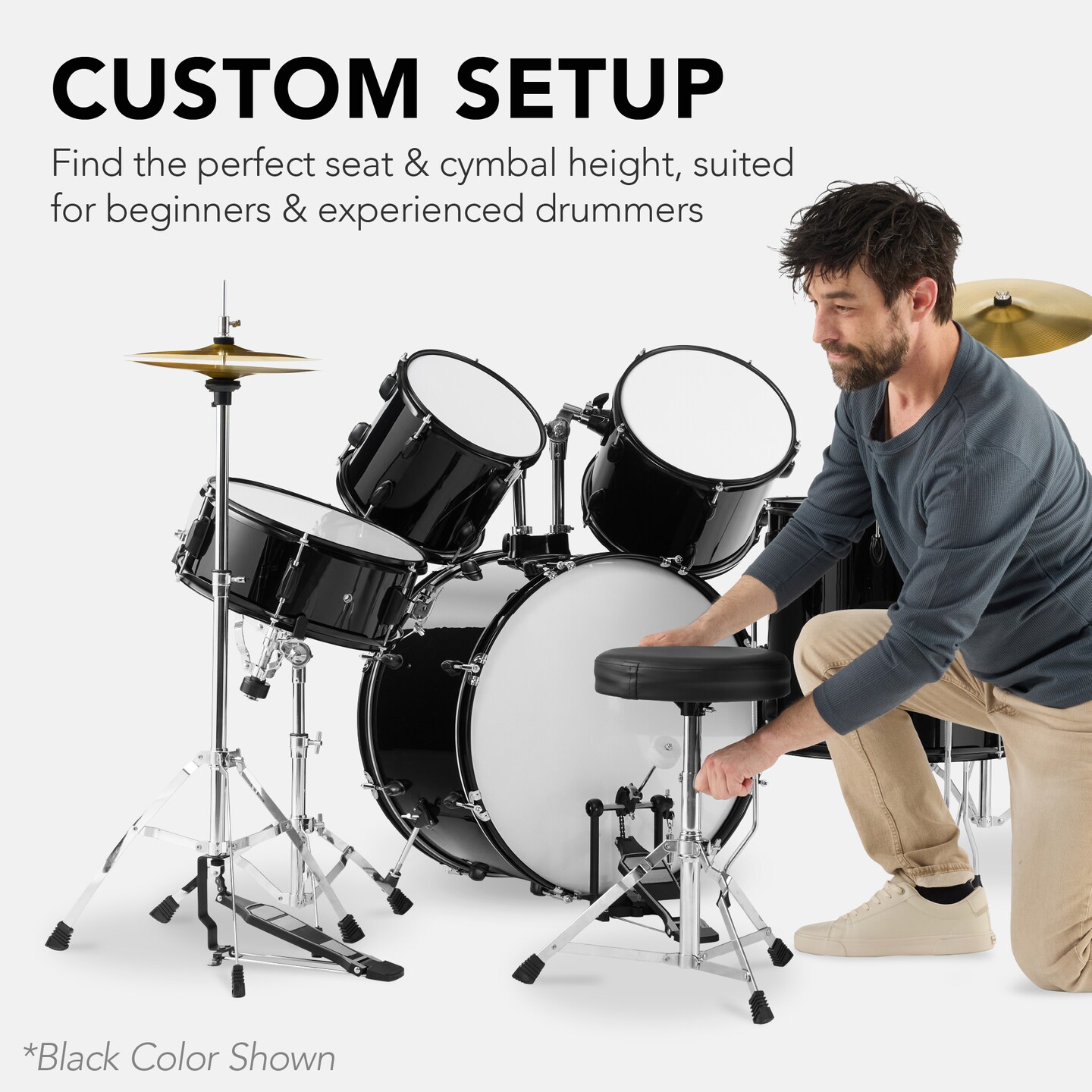Best Choice Products 5-Piece Beginner Drum Set w/ Snare, Bass, Toms, Cymbal, Hi-Hat, Sticks, Chair, Drum Pedal