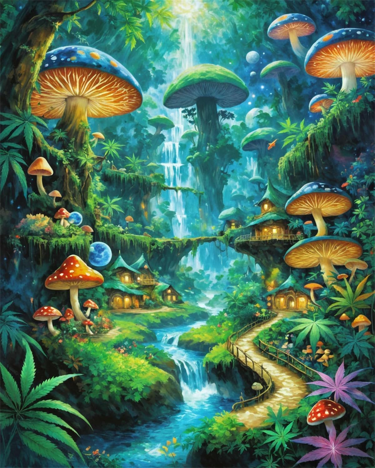 Mushroom Diamond Paintings Kits for Adults, Mushrooms Forest Diamond Art Kits Full Drill Diamond Dots Paint with Diamonds Gem Arts and Crafts for Beginner Adults Home Wall Decor