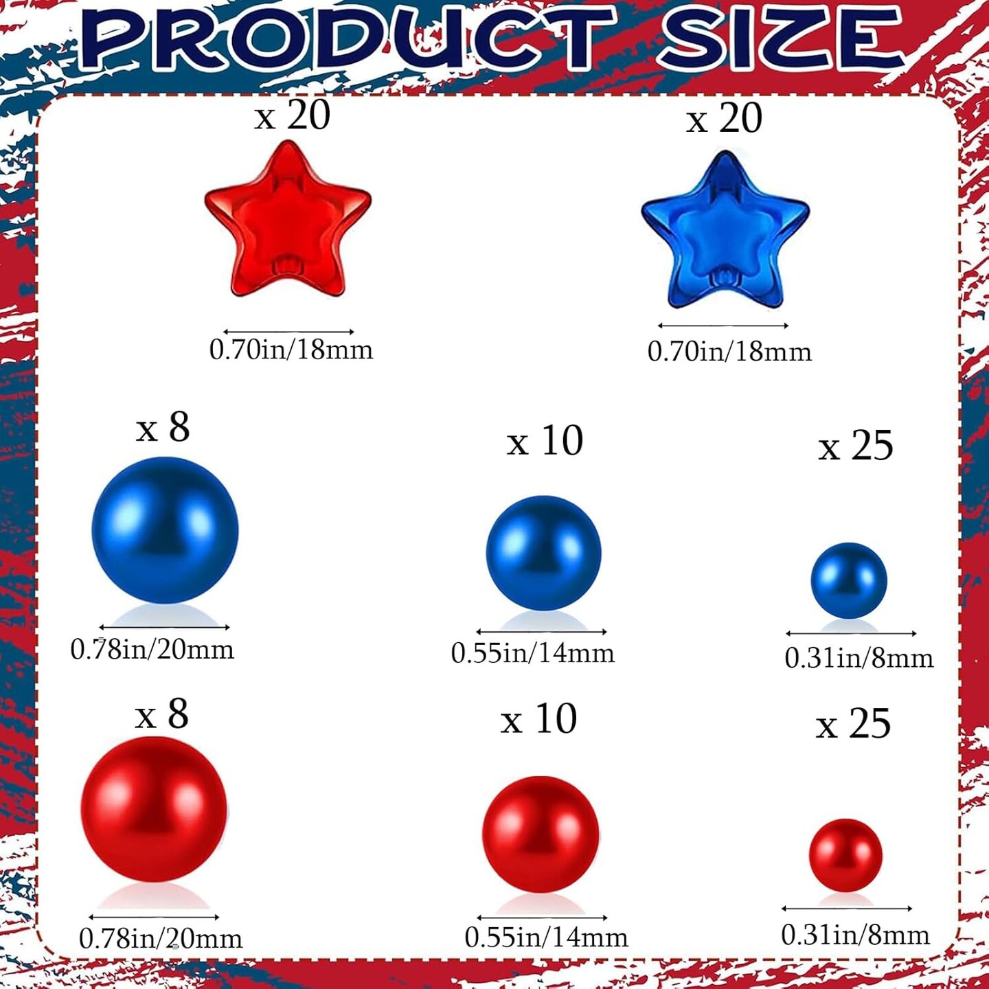 126 Pieces Independence Day Vases Filler - 4th of July Vases Filler Beads, Star Ornament Faux Beads for American Holiday, Dinning Table Party Home DIY Decor Red