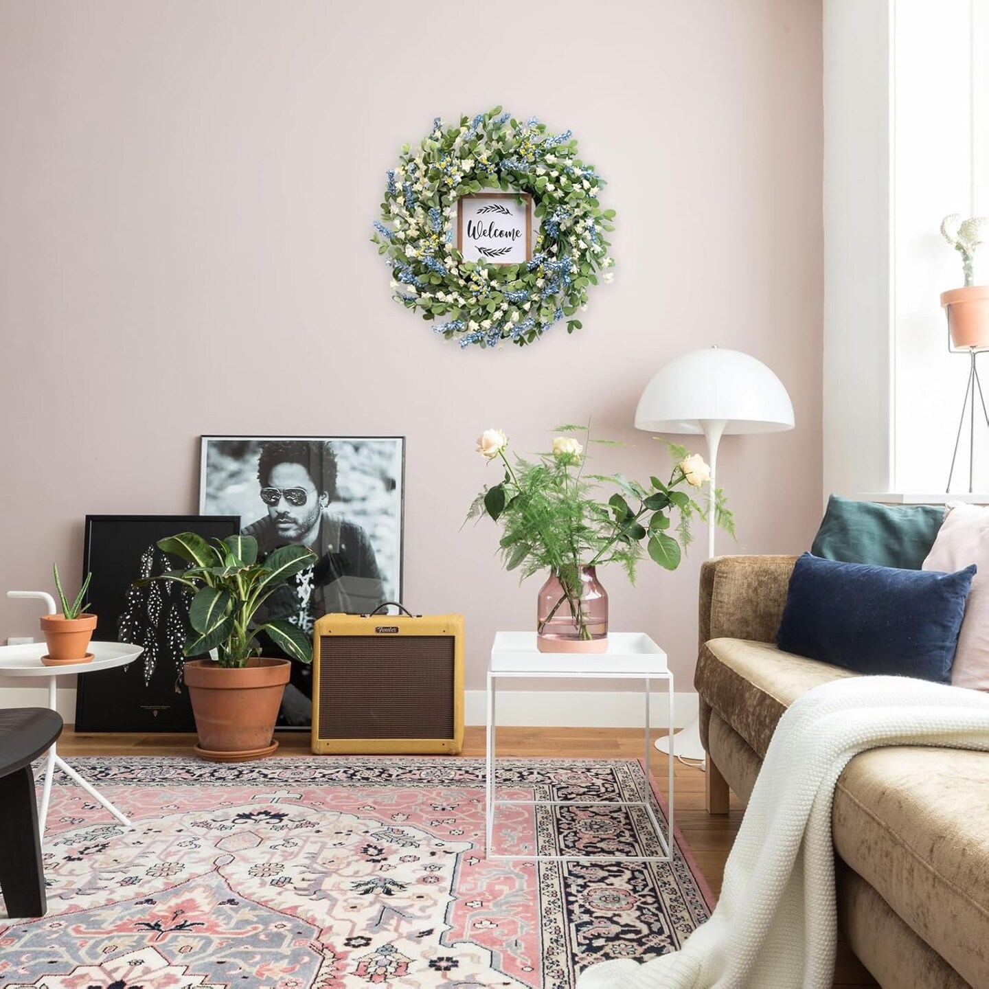 20&#x22; Artificial Blue Greenery Wreath