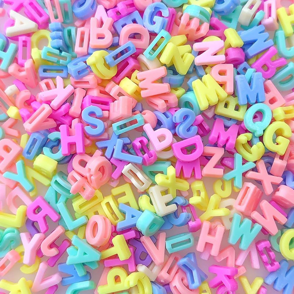 300+ PCS Large Alphabet Beads (9×12mm) – A–Z Plastic Letter Beads in Macaron Colors for Jewelry & Crafts