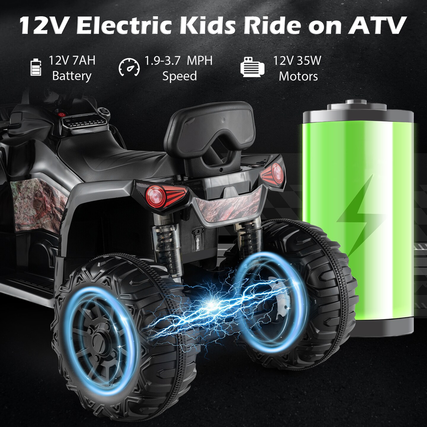 12V Kids Electric ATV Ride On Car with MP3 Music USB Headlights for Boys and Girls