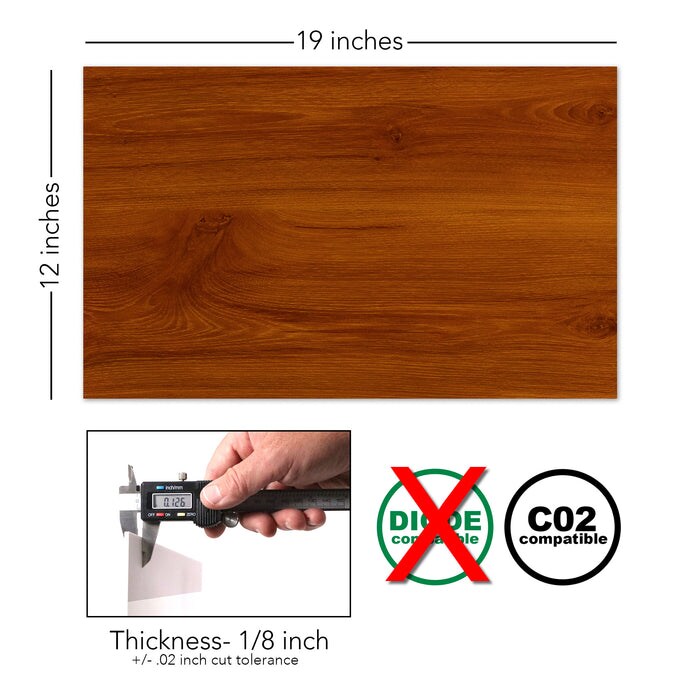 Marble &#x26; Wood Grain Acrylic 2.6mm (1/8th Inch), 12x19 inch | CO2 Laser &#x26; CO2 Glowforge Ready, Special Pattern Cast Acrylics, Craft Closet Brand
