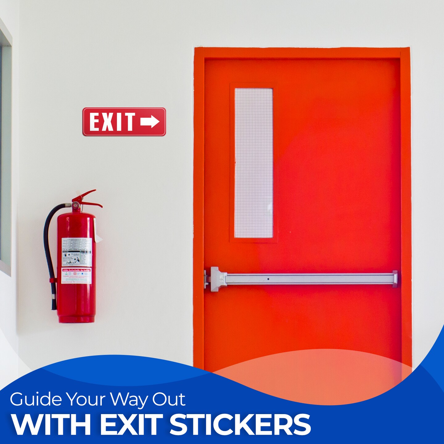 Exit Stickers Set of 2 – 9x3 inch Vinyl Exit Signs – Waterproof UV