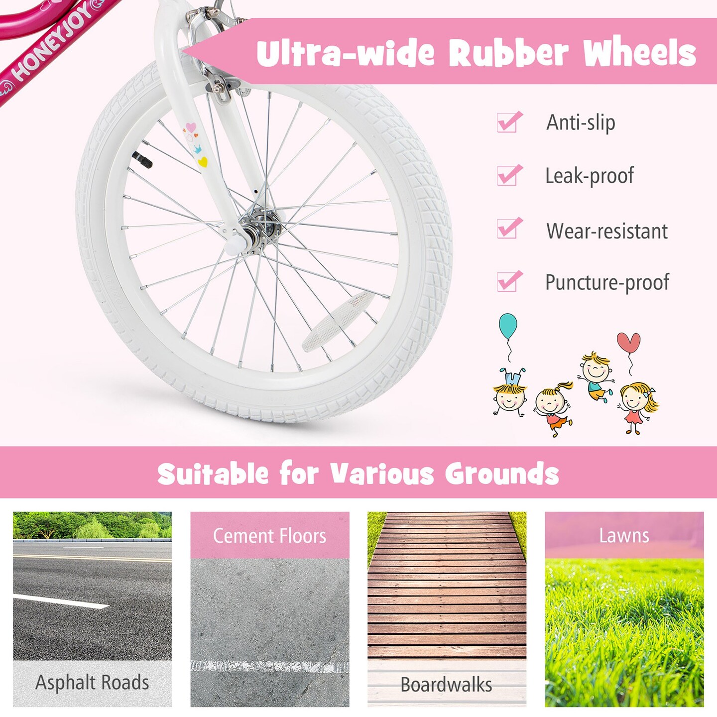 18 Inch Kids Bike Childrens Bicycle W/ Removable Training Wheels Adjustable Seat