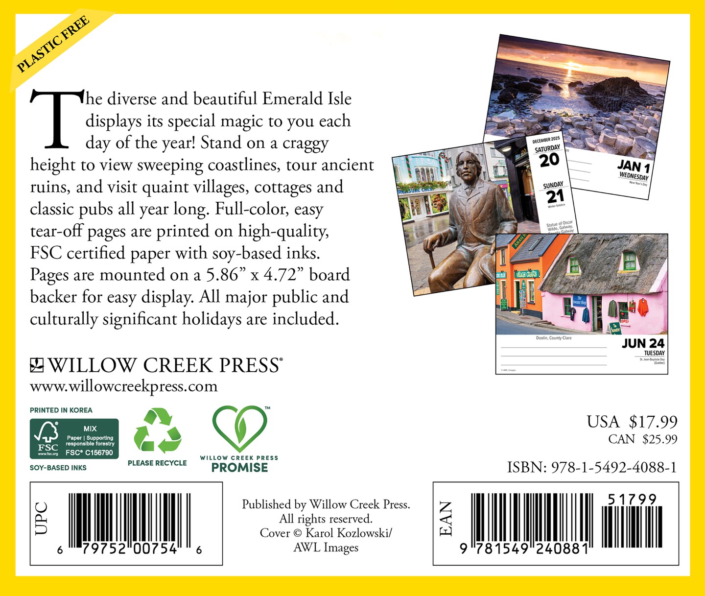 Ireland 2025 Box Calendar, Travel Daily Desktop