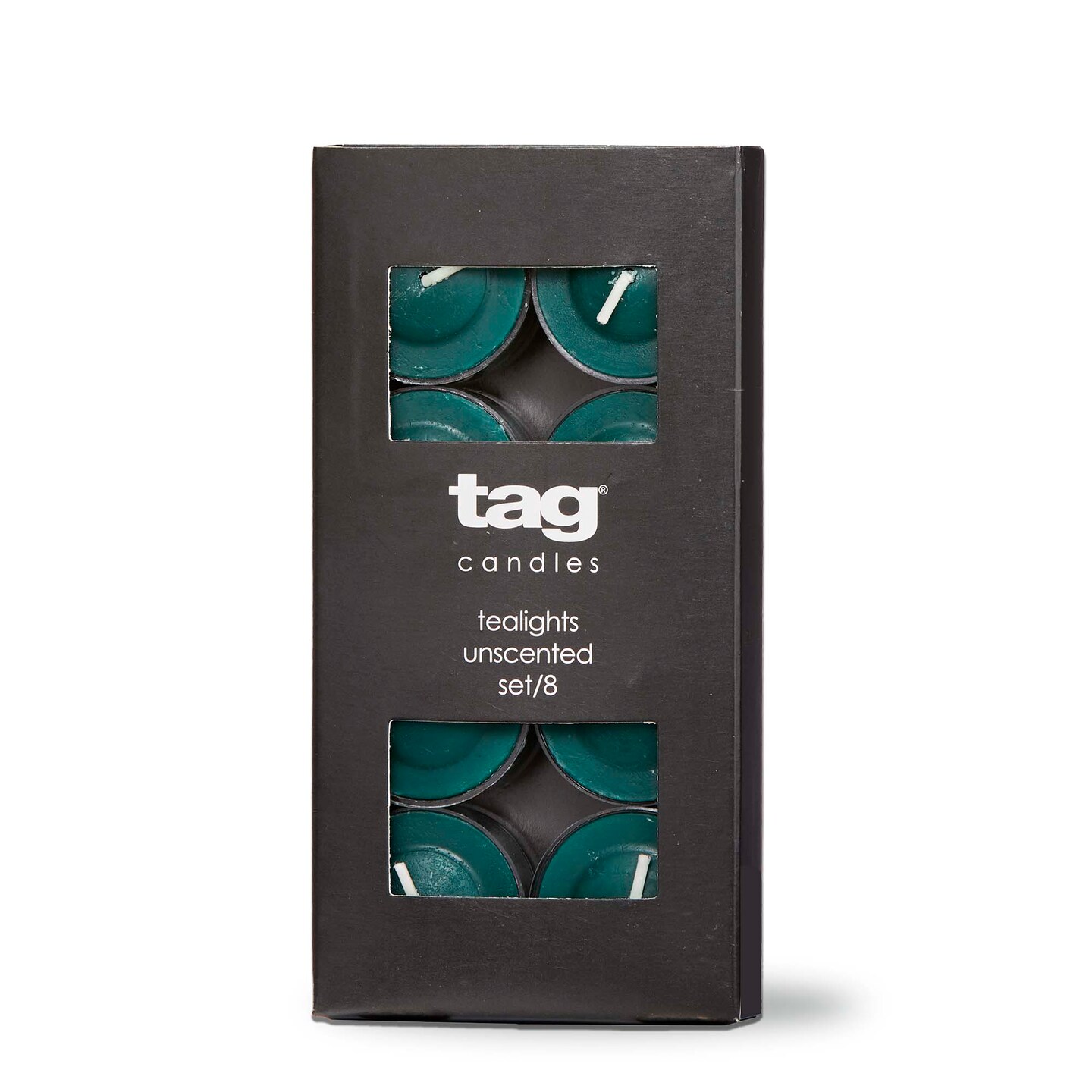Color Studio Tealight Candles Set Of 8 Dark Green Smokeless Paraffin Wax, Burn Time 3 Hrs