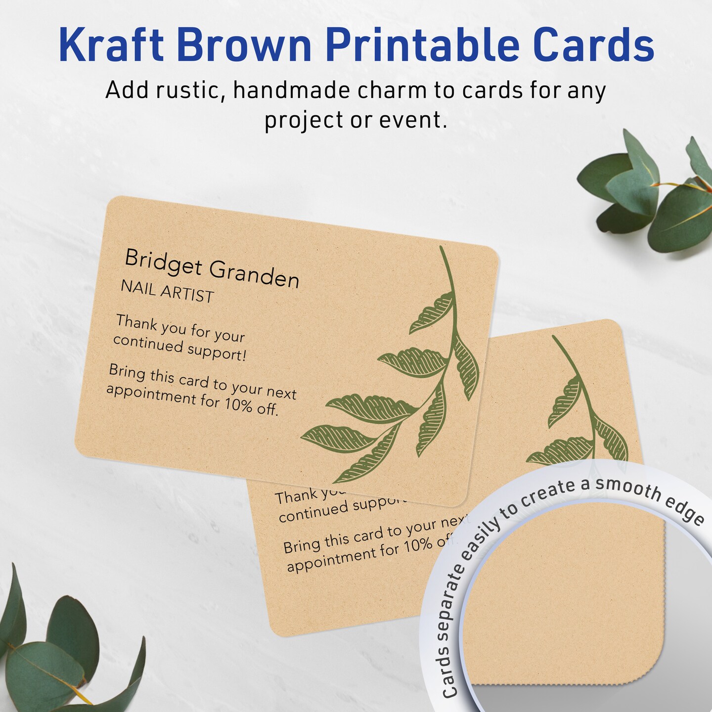 Avery Kraft Brown Postcards, 3-1/2" x 5" Rectangle Rounded Corners