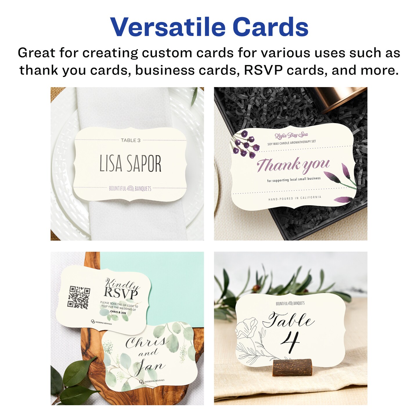 Avery 4" x 6" Rectangle Flourished Edge, Matte Ivory Postcards