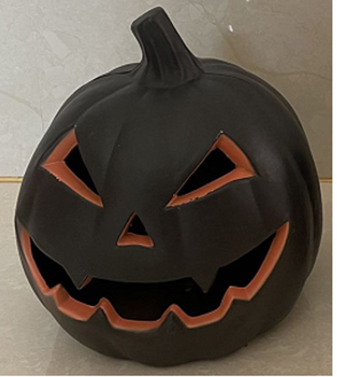 9&#x22; Battery Operated Black and Orange Jack-O-Lantern