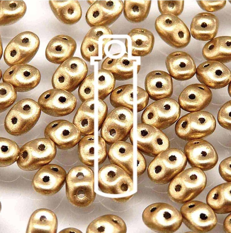 Superduo Crystal Bronze Pale Gold 2.5x5mm-22.5 Gram Tube