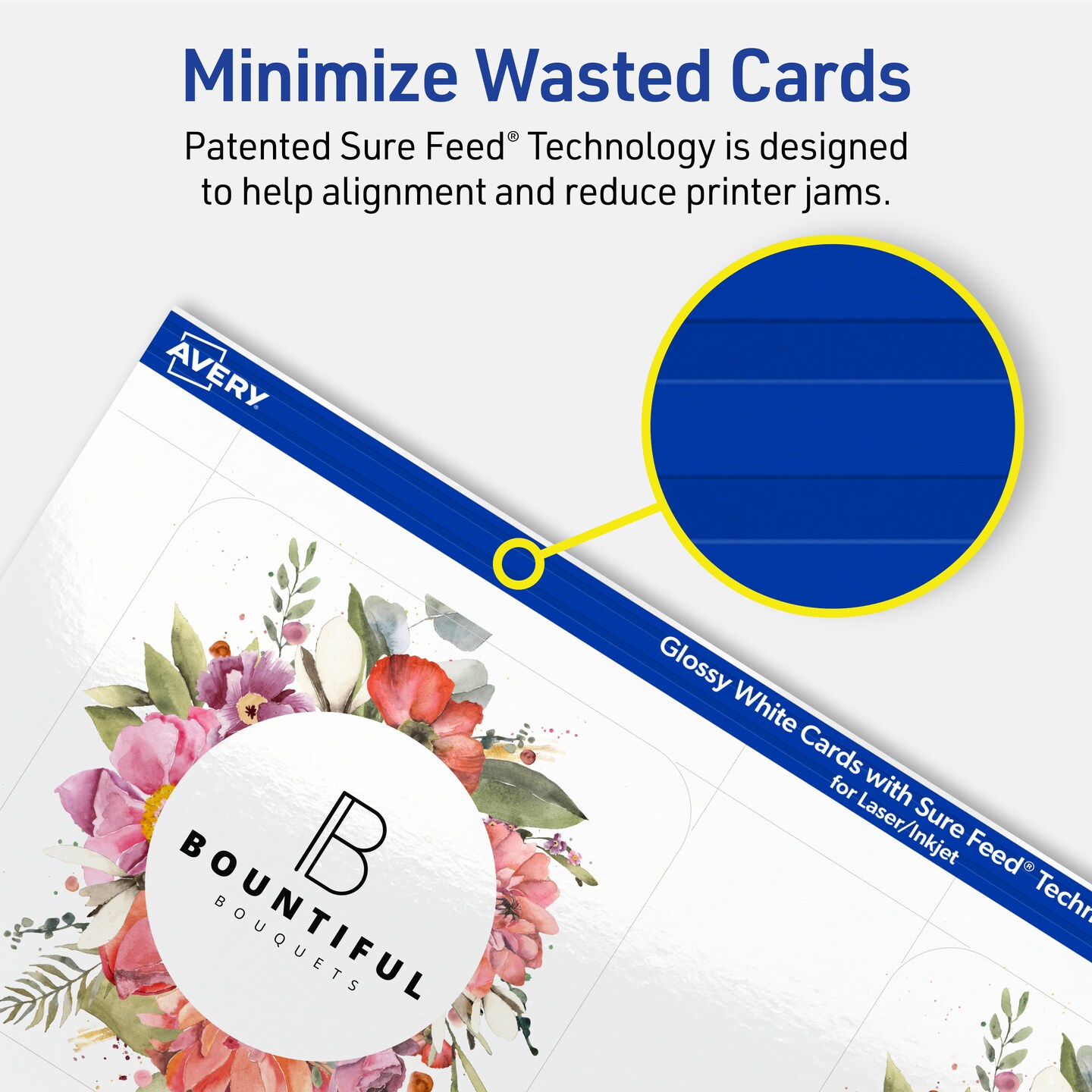 Avery Glossy White Square Cards, 3" x 3" Square Rounded Corners