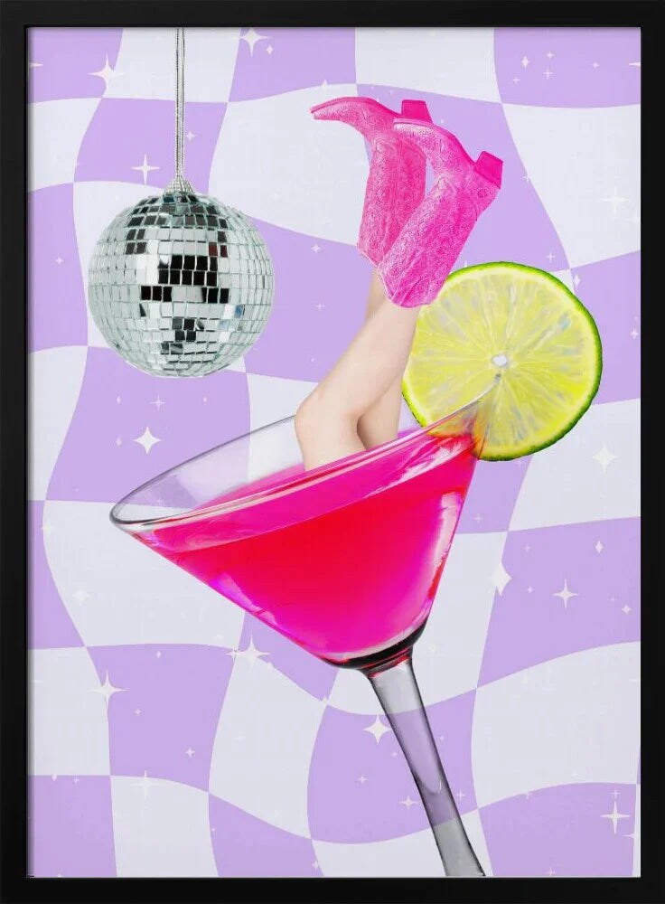 Framed Art Print Disco Drink Delight by Athene Fritsch - 24x36 Home or Office Decor