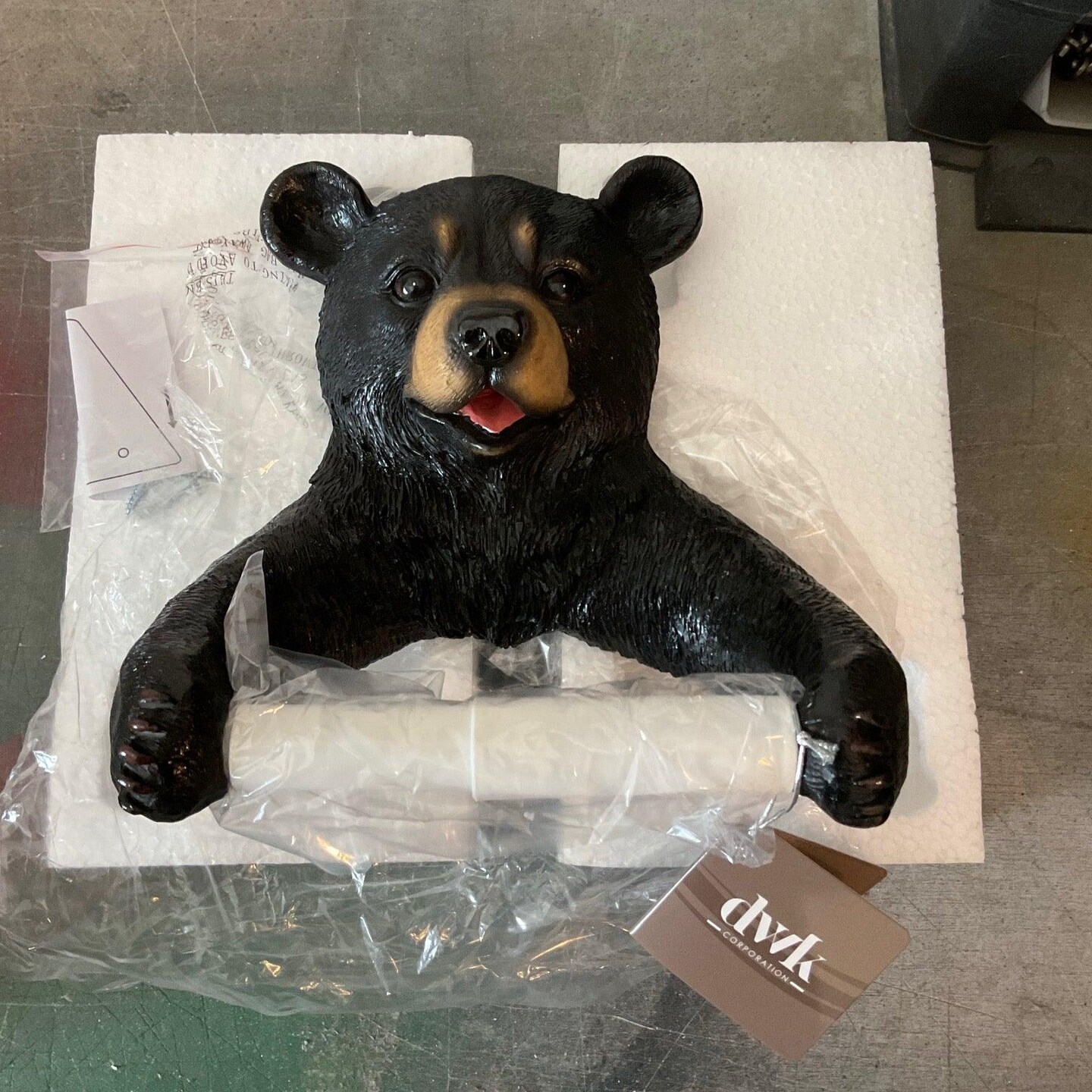 Black Bear Toilet Paper Holder Statue