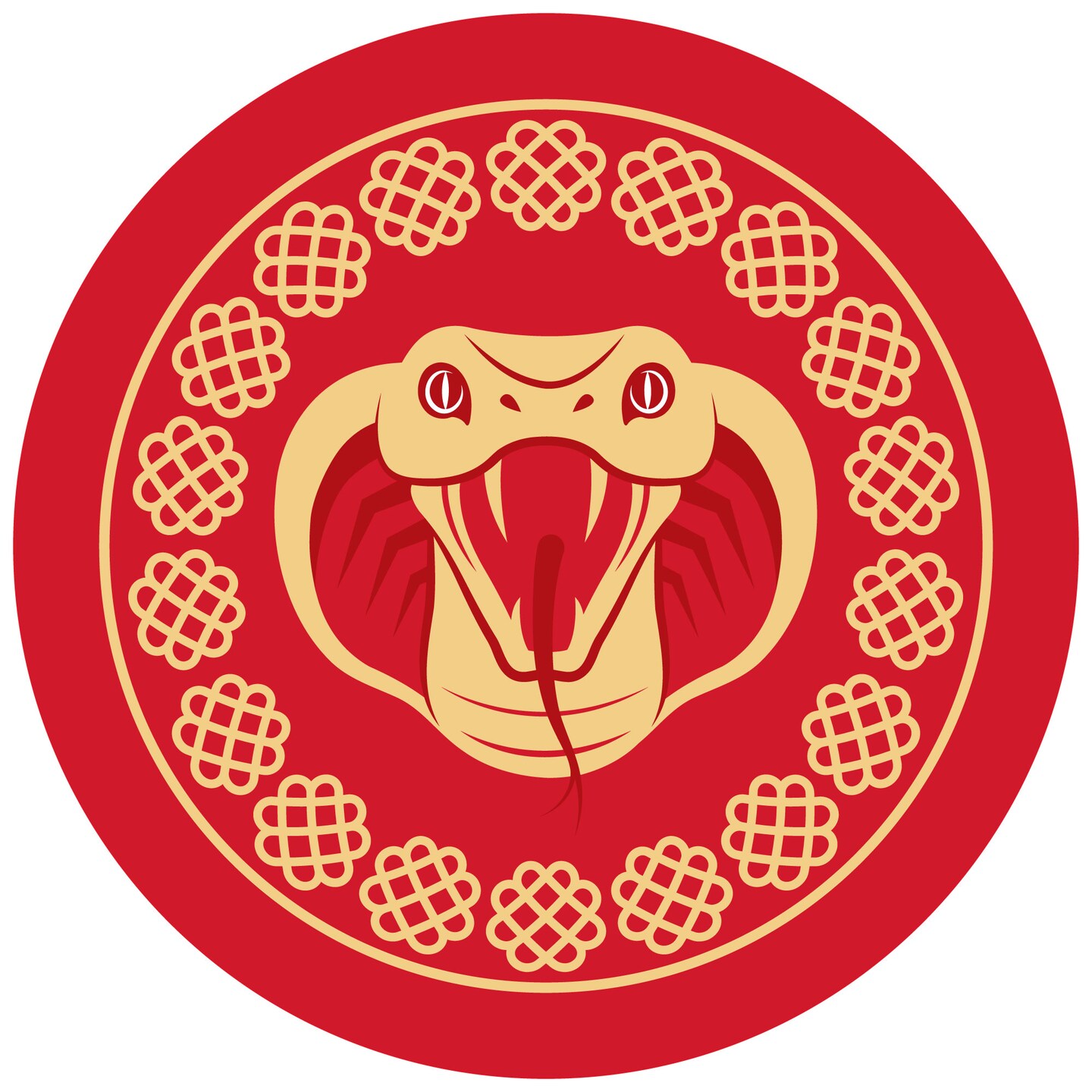 Big Dot of Happiness Lunar New Year - 2025 Year of the Snake Circle Sticker Labels - 24 Count