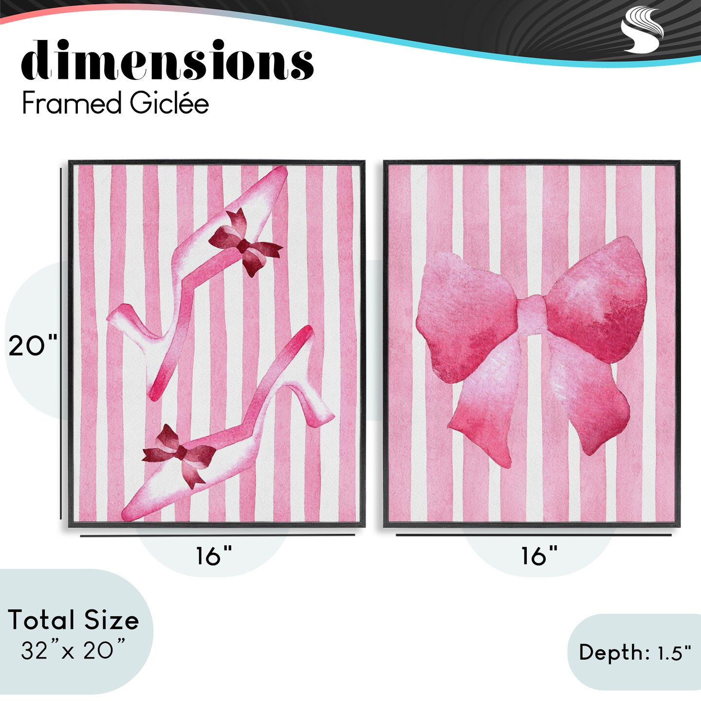 Stupell Industries Feminine Chic Bows Pink Stripes 2pc Framed Giclee Set, design by Camila Juncos