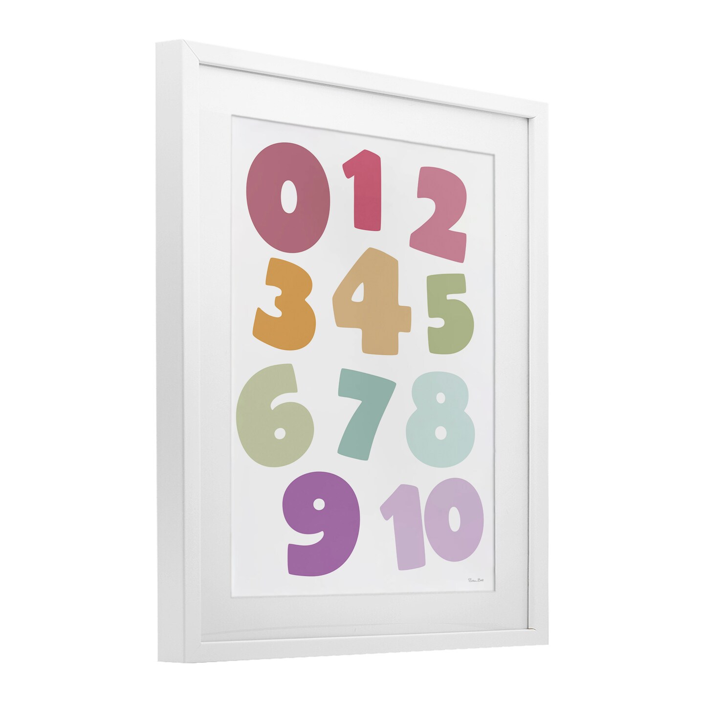 Stupell Industries Muted Counting Numbers Framed Print Under Glass, design by Susan Ball