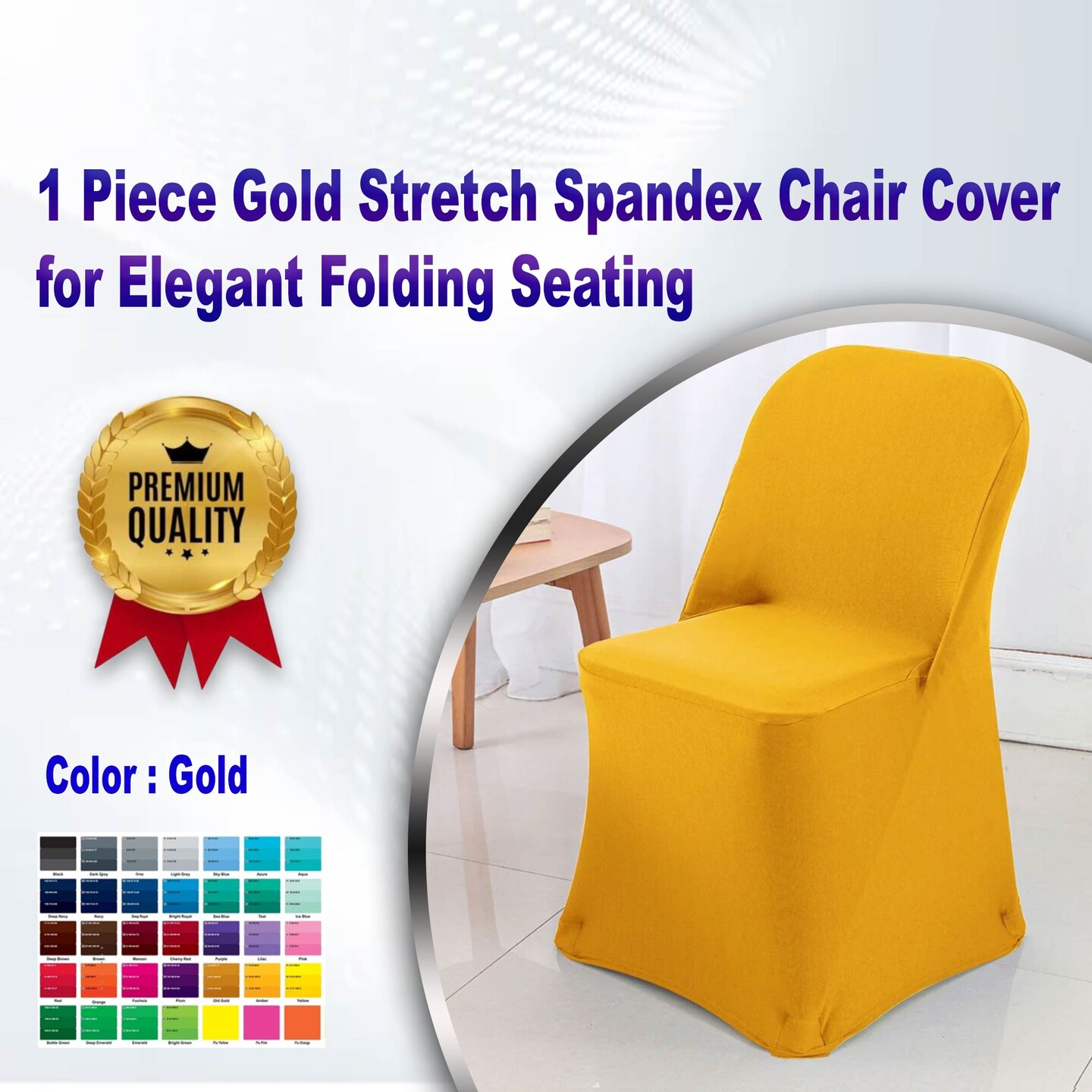 Piece Gold Stretch Spandex Chair Cover for Elegant Folding Seating