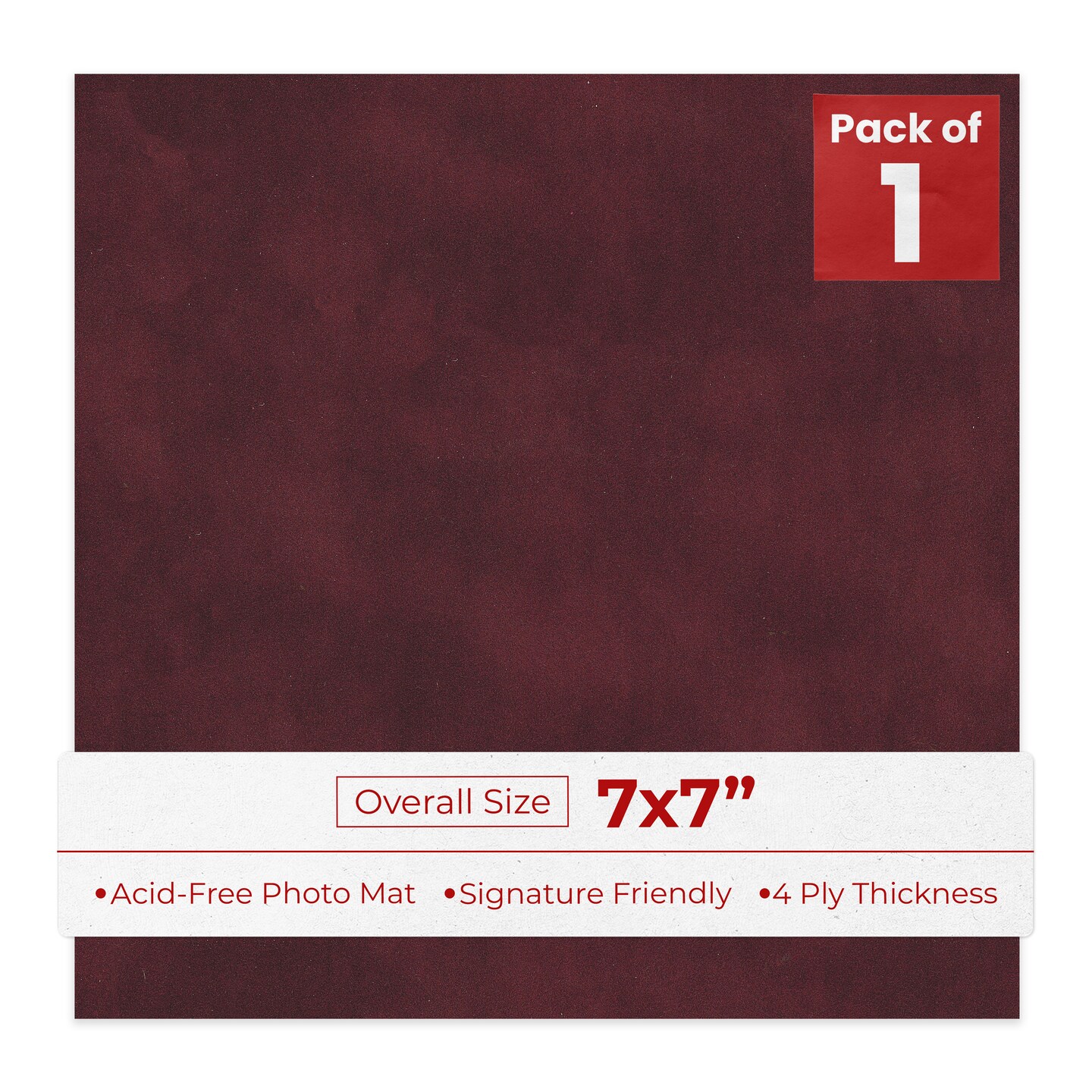 Dark Red Suede 7x7 Uncut Mat Board - Blank Sheets, No Opening