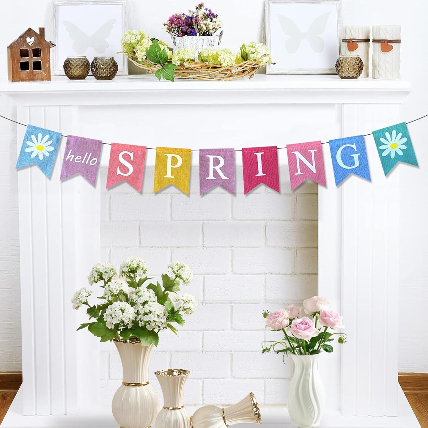 Pre-assembled Burlap Happy Easter Decorations Welcome Spring