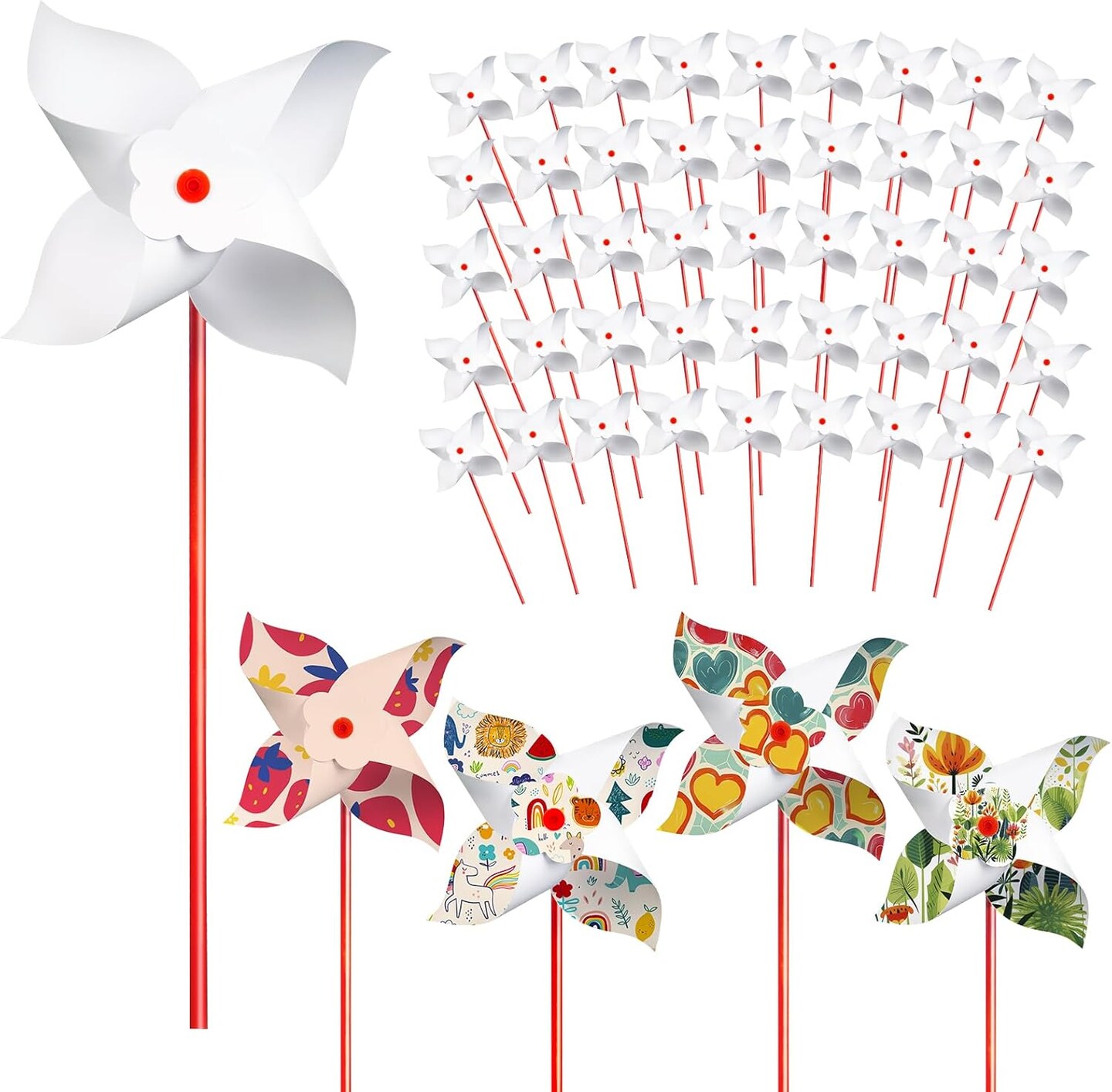 400 Pcs DIY Pinwheels for Kids Bulk Blank Paper Pinwheels Color Your Own Pinwheels for Spring Summer Craft for Kids Boys Girls School Group Daycare Home Fun Graffiti Art Craft