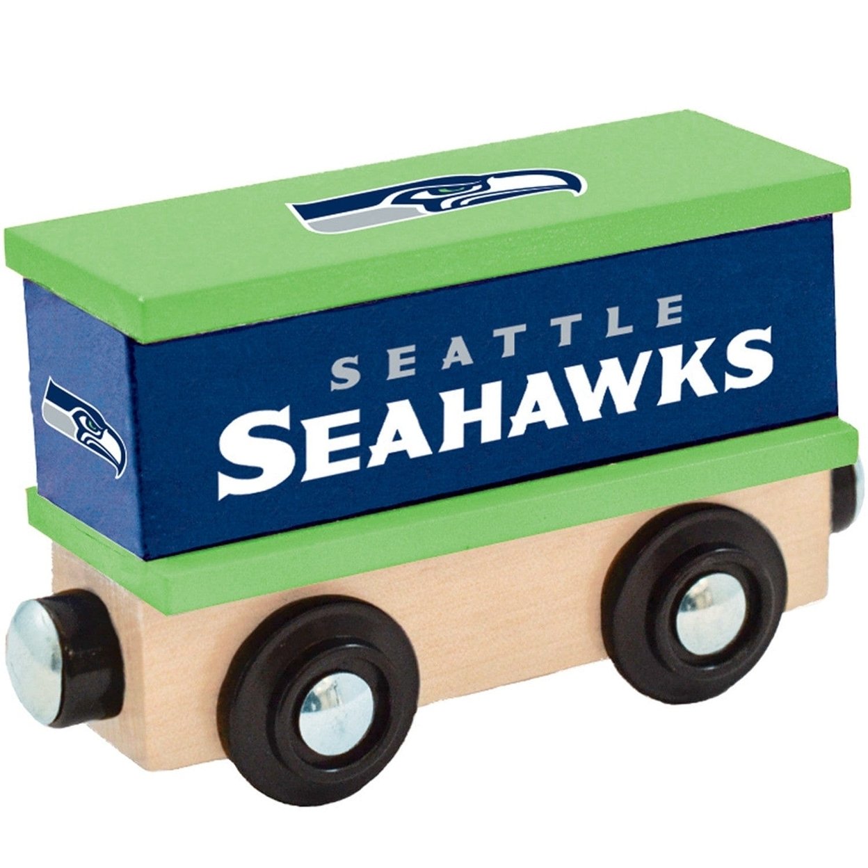 Seattle Seahawks Toy Train Box Car Wooden Magnetic Compatible 1&#x22; Track Ages 3+