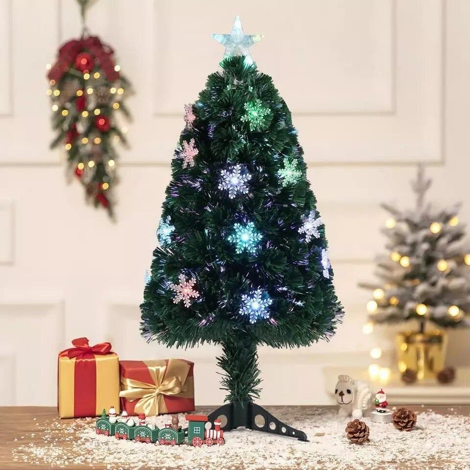 3&#x27; Pre-Lit Artificial Christmas Tree Colorful Led Lights Decorations