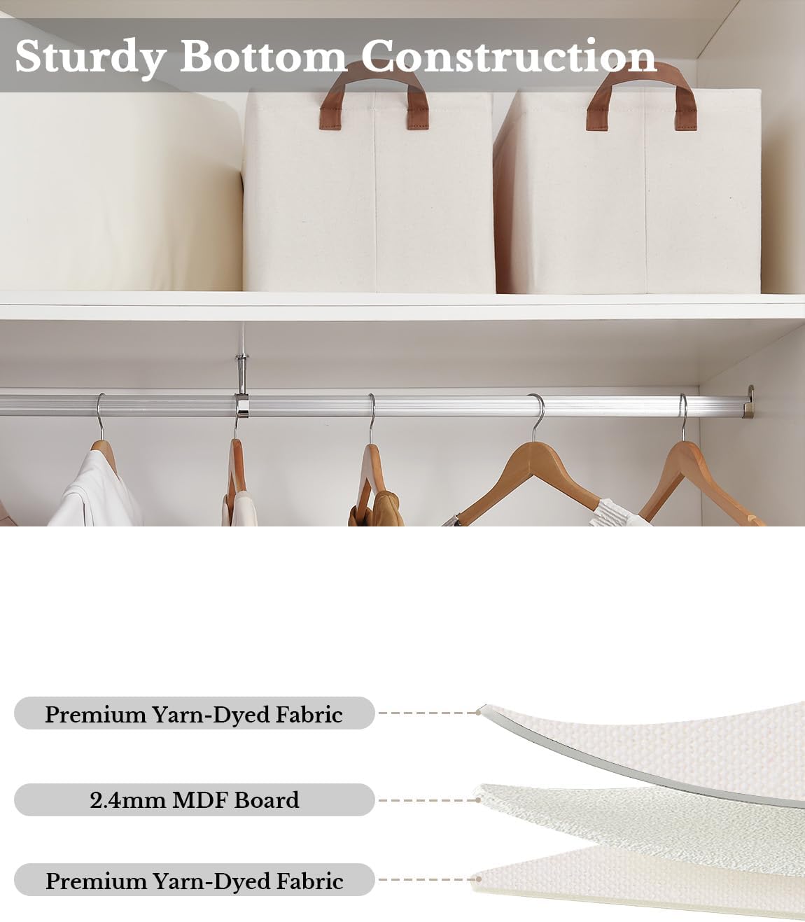 Storage Bins, Fabric Storage Bins for Shelves, Large Storage Baskets with Metal Frame