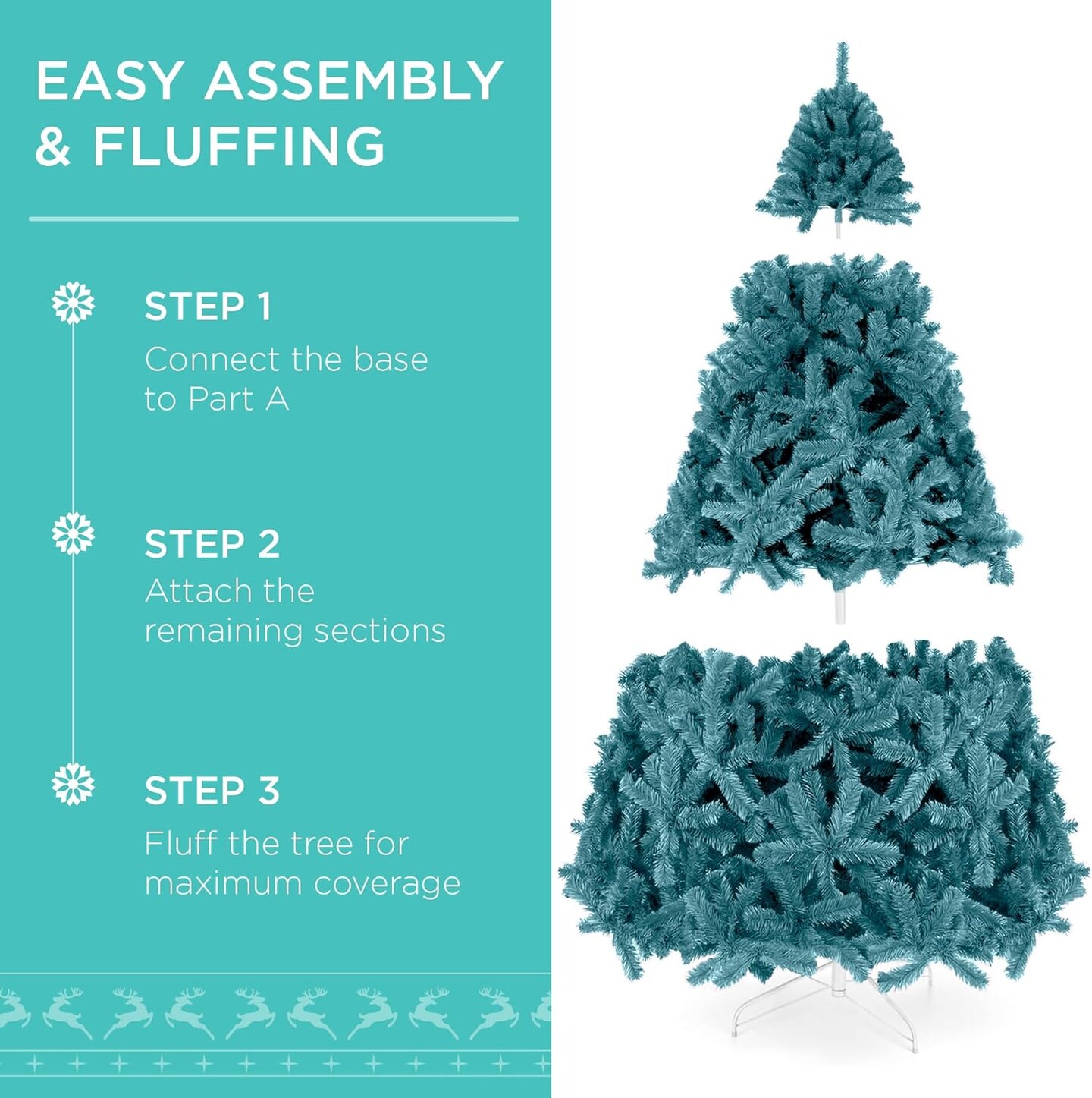 Artificial Christmas Tree Hinged Pine with 250 Lights, 1,000 Tips &#x26; Foldable Base Pre-Lit Outdoor Holiday Decor