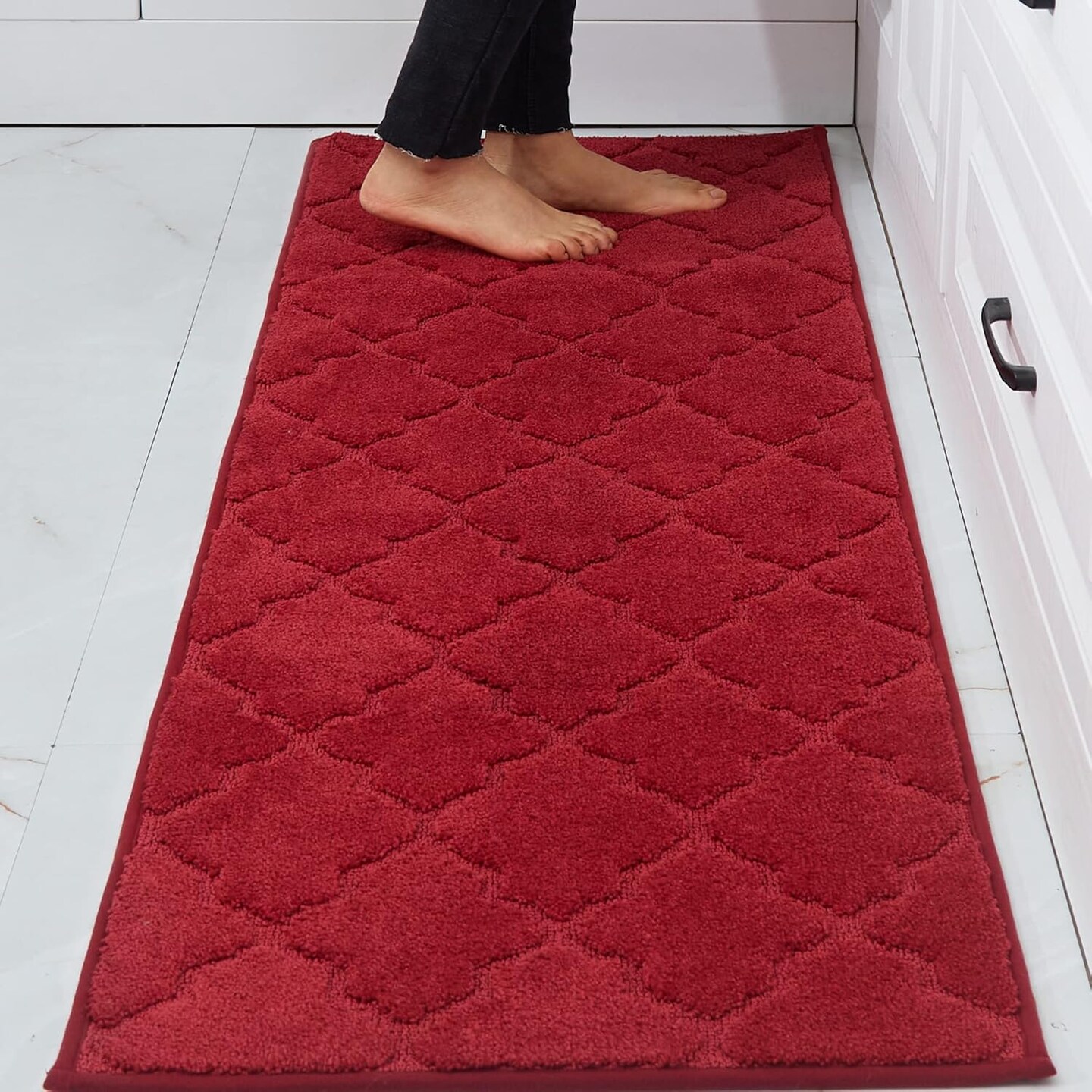 Soft Kitchen Floor Mat 20"x59" – Red, Non-Skid, Washable, Super Absorbent