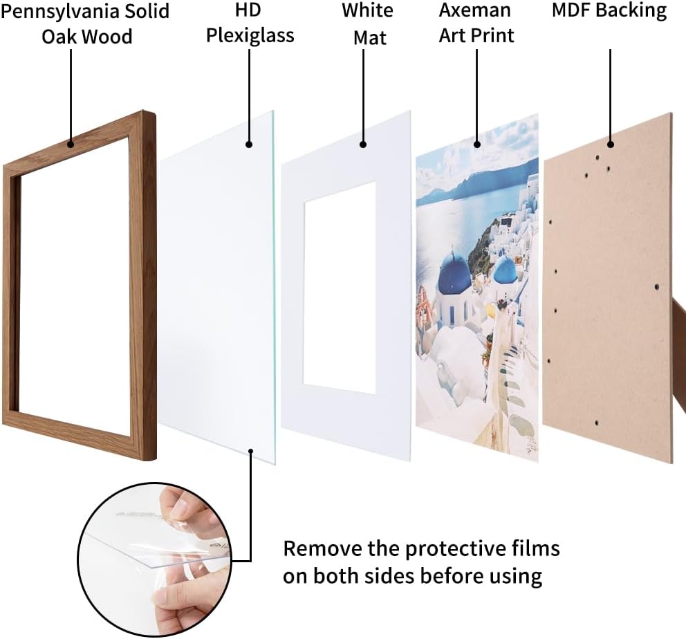 Diploma Frame For 8.5x11 Certificate Document | Solid Oak Wood 8.5 By 11 Picture With Mat For 6x8 | 8 1/2 x 11 Certificate Frame | Plexiglass And Hanging Hardware Included | Walnut, 3 PCs
