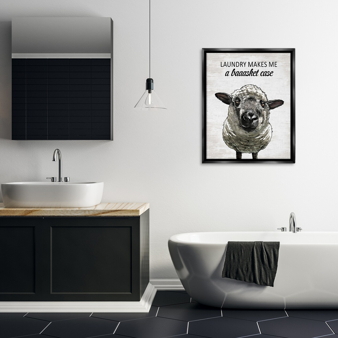 Stupell Industries Laundry Makes Me Basket Case Floating Frame Design by Lettered and Lined