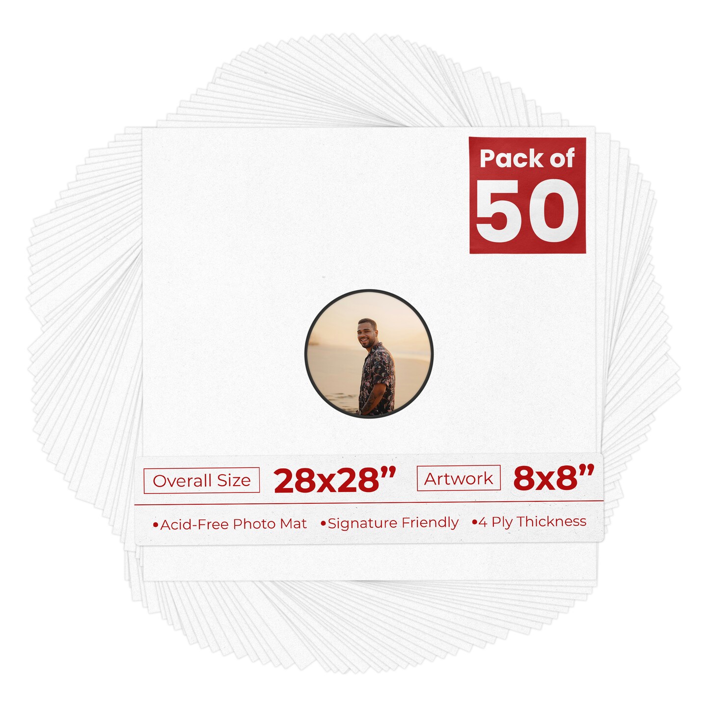 White with Black Core Mat Board for 28x28 Frames - Circle Opening for ...