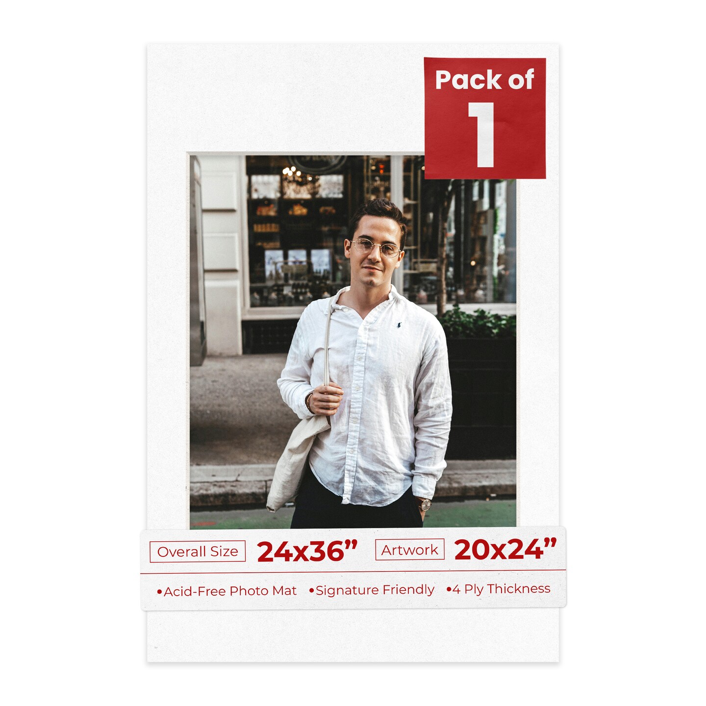 White with Black Core Mat Board for 24x36 Frames - Fits 20x24 Photos
