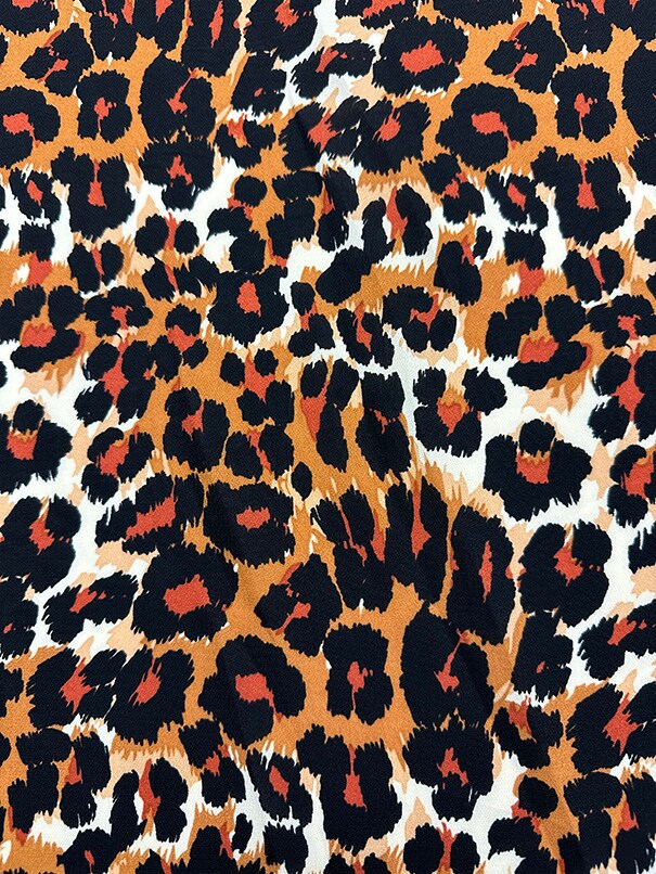 Dark Gold Multi Animal Print Poly Georgette Fabric By the Yard