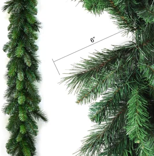 9ft Artificial Deluxe Evergreen Pine Garland - 190 Lifelike Green Tips, Perfect for Holiday, Home & Event Decor - All-Season Use - 2024 Christmas Collection, Floral Home by Artificial Flowers