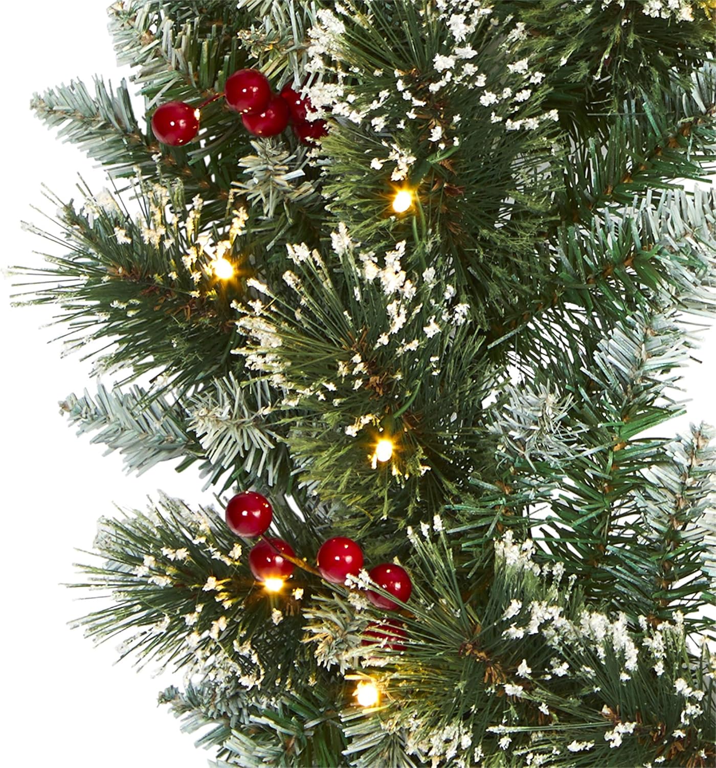 24in. Frosted Swiss Pine Artificial Wreath with 35 Clear LED Lights (Green) 5&#x22;D x 24&#x22;W x 24&#x22;H