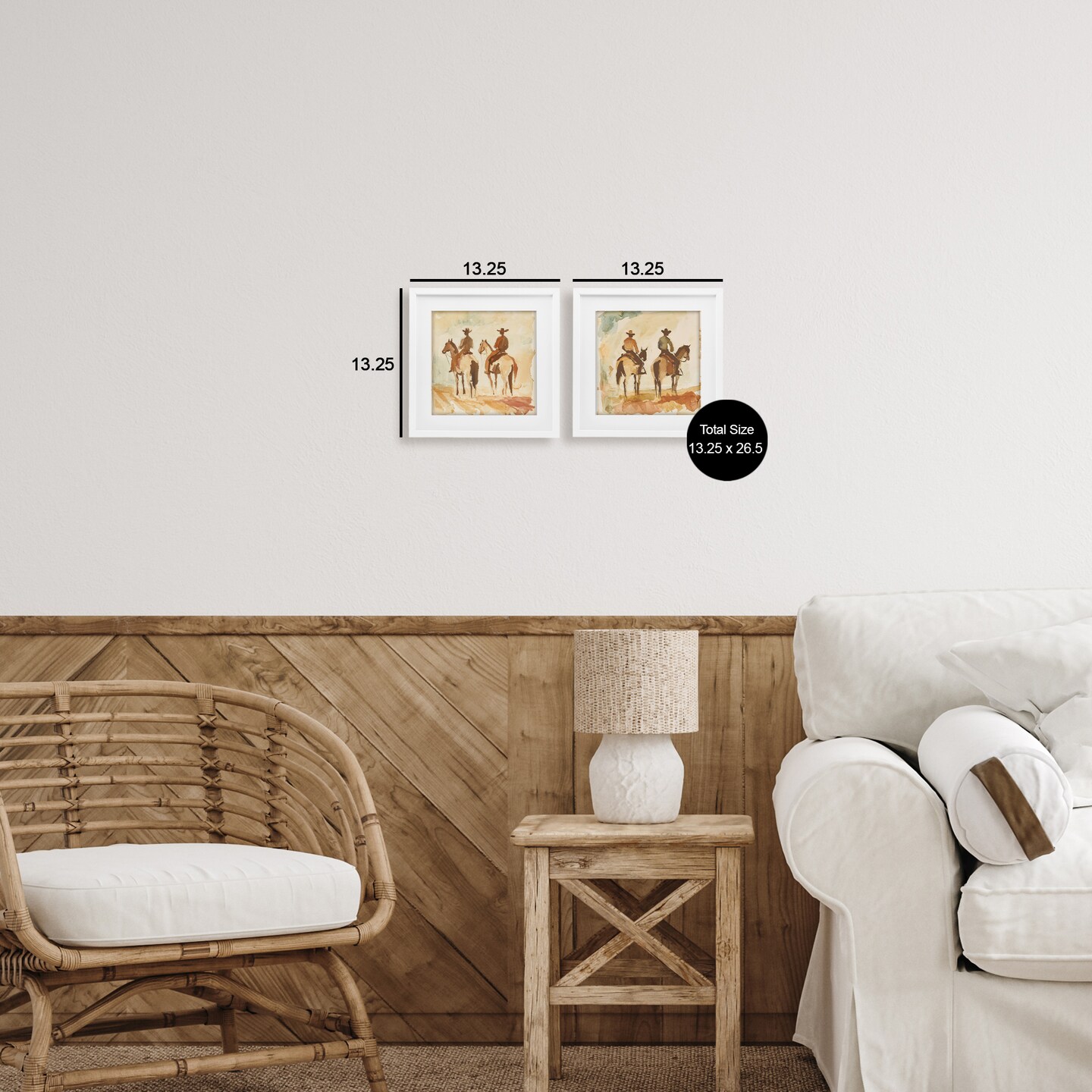 Stupell Industries Western Watercolor Cowboy Pairs 2pc Framed Print Under Glass Set, design by Petal Prints Design