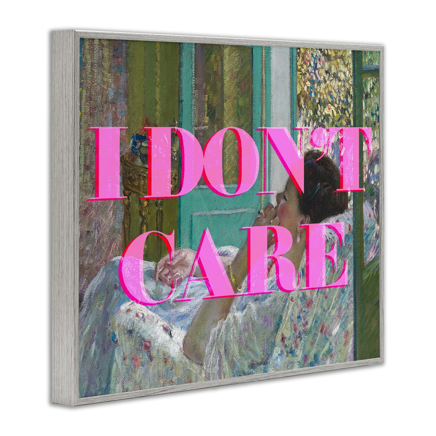 Stupell Industries I Don't Care over Classic Painting Framed Giclee, design by Lil' Rue