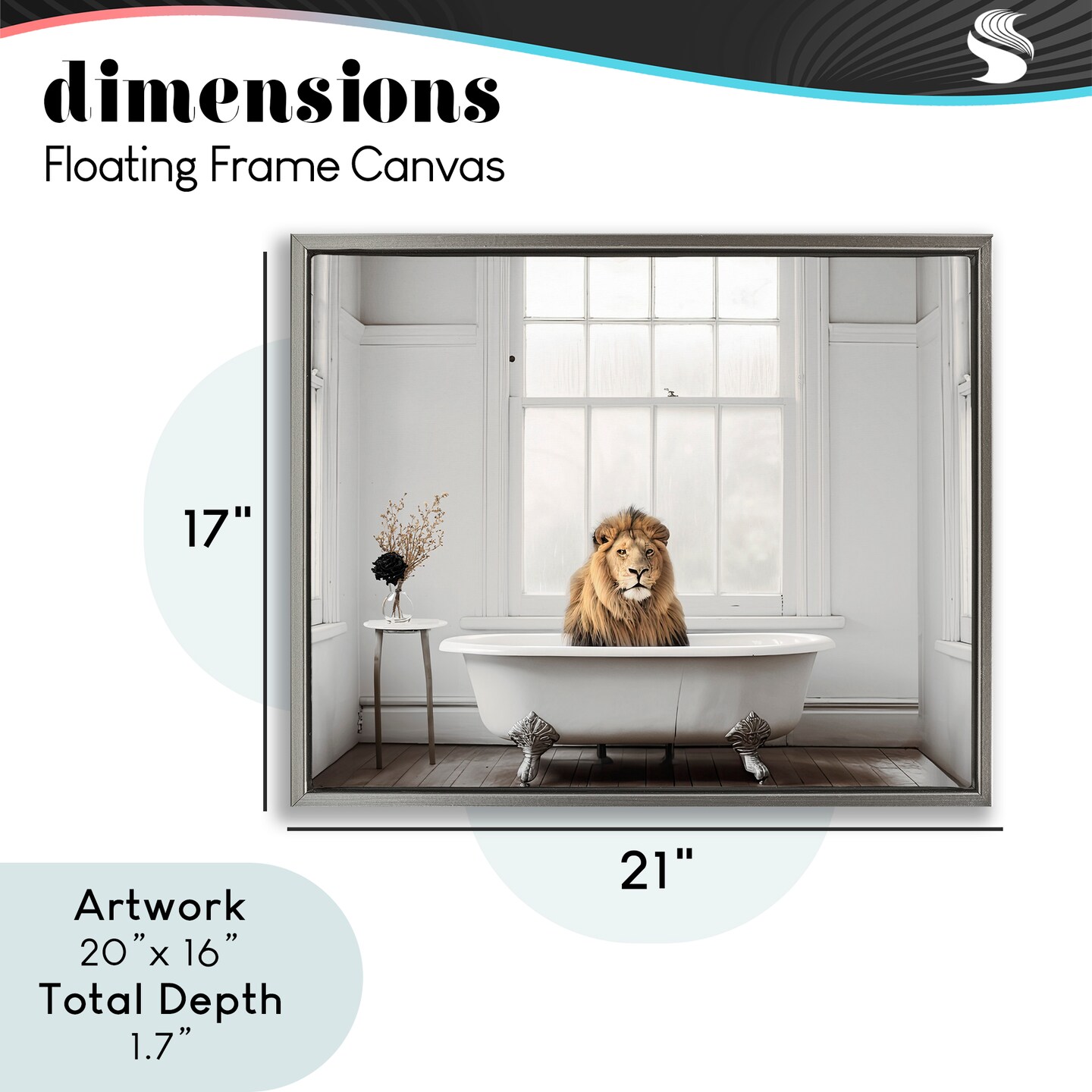 Stupell Industries Minimalist Lion Bathtime Floating Frame, design by Sasha