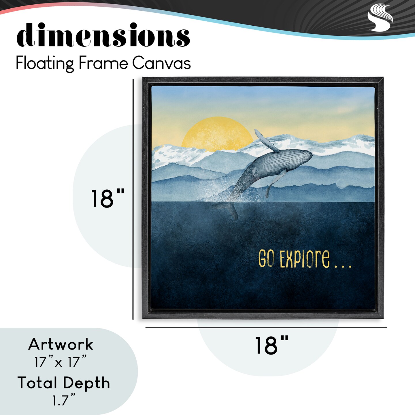 Stupell Industries Go Explore Whale Breach Floating Frame, design by Brett Blumenthal